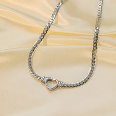 Fashion Cuban Link Heart Chain Necklace For Women Gold Plated Stainless