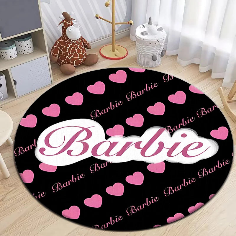 Fashion Barbie Cartoon print Round Carpet for Living Room Rugs Camping Picnic Mats