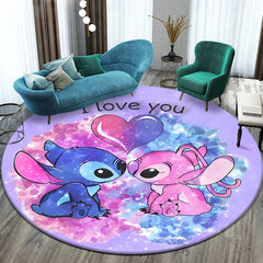 Stitch Cartoon HD Printed Round Carpet for Living Room Rugs Camping Picnic Mats