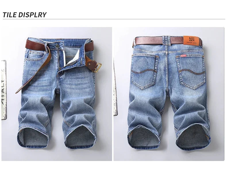 2025 New Summer Brand Stretch Thin Bermuda Masculina Cotton Denim Jeans Men Knee Length Soft Ropa Hombre Shorts