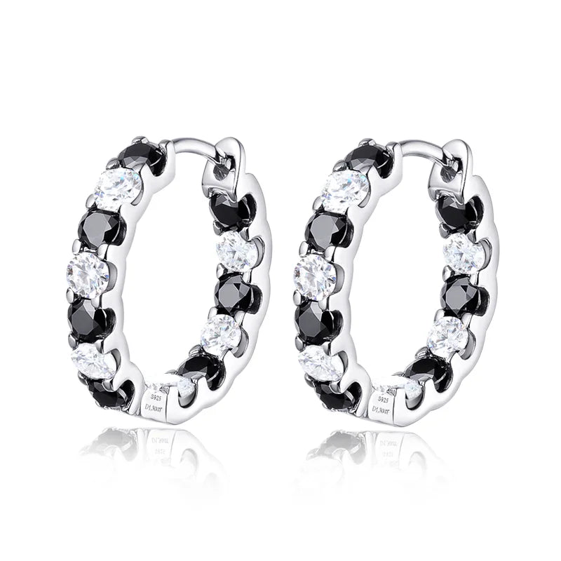 Smyoue 18k Plated Total 2.6CT Full Moissanite Hoop Earring for Women Sparkling Wedding Party Earring 925 Sterling Silver Jewelry