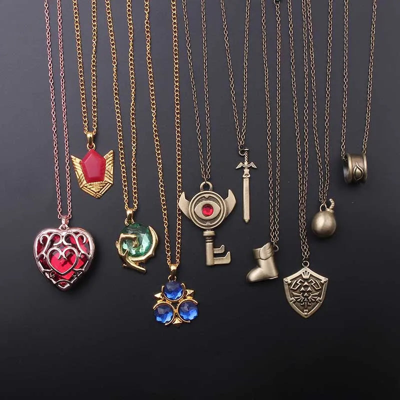 The Legend of Necklaces Metal Sword Shield Heart Pendant Necklaces for Men Fashion Jewelry Gifts Tears of the Kingdom