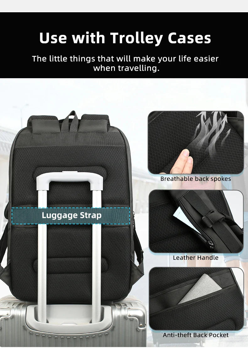Heroic Knight Business Backpack for Men Waterproof Travel 17.3" Laptop Backpack  High Capacity Multifunctional Pack USB Charging