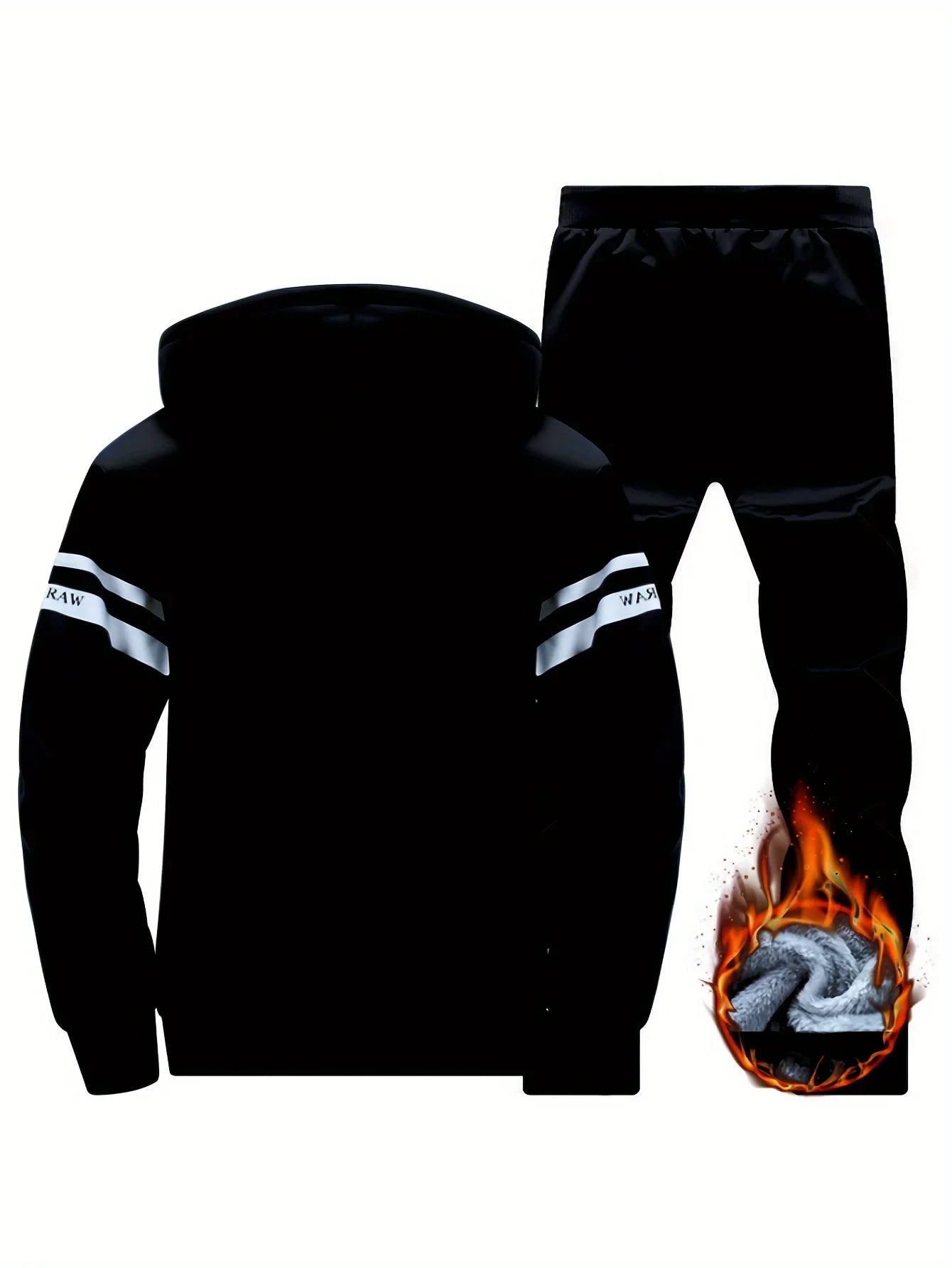Men's autumn and winter sports and leisure suit set with fleece hoodie, men's autumn and winter thick oversized hooded jacket, t