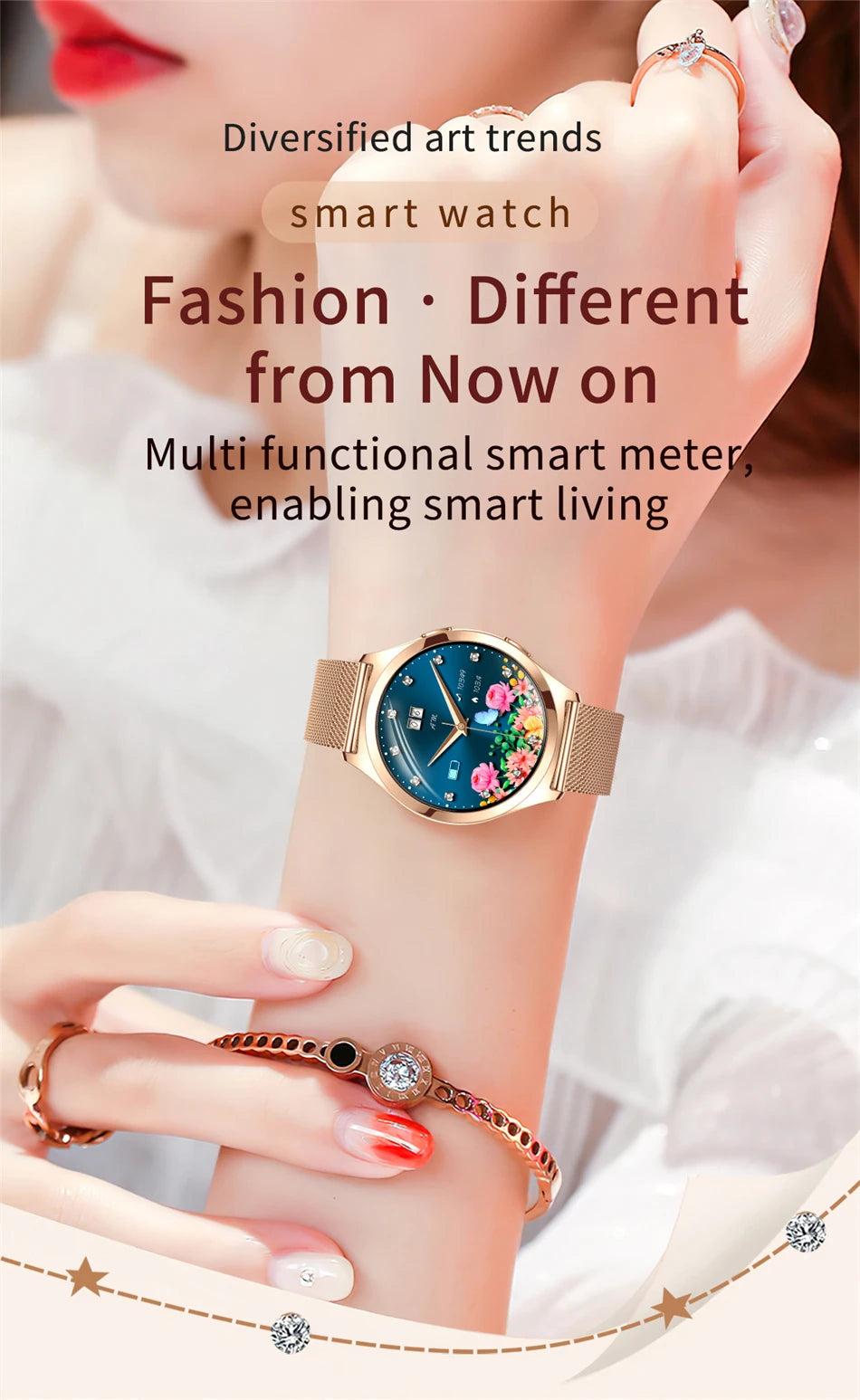 1.27inch AMOLED Women's Smart Watch Custom Watch Face Smartwatch Ladies Heart Rate Monitoring Bluetooth Call Waterproof Bracelet