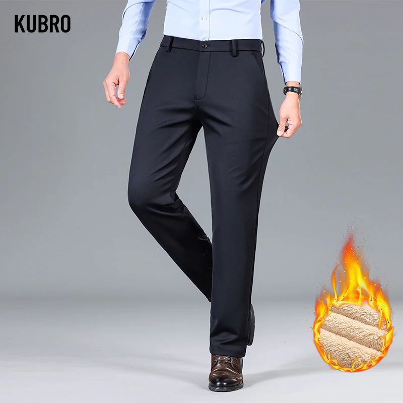 Men's Casual Pants Autumn Winter Wool Fleece Warm Fashion