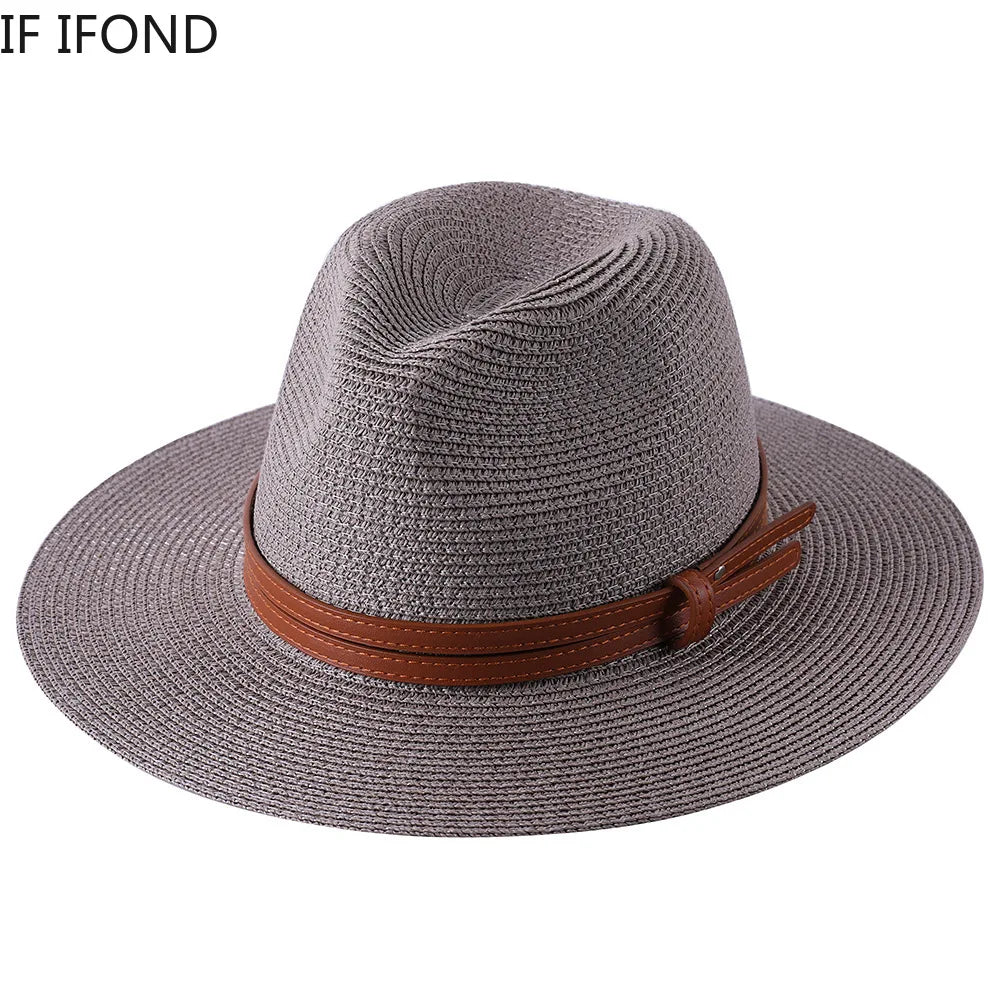 56-58-59-60CM Natural Panama Soft Shaped Straw Hat Summer