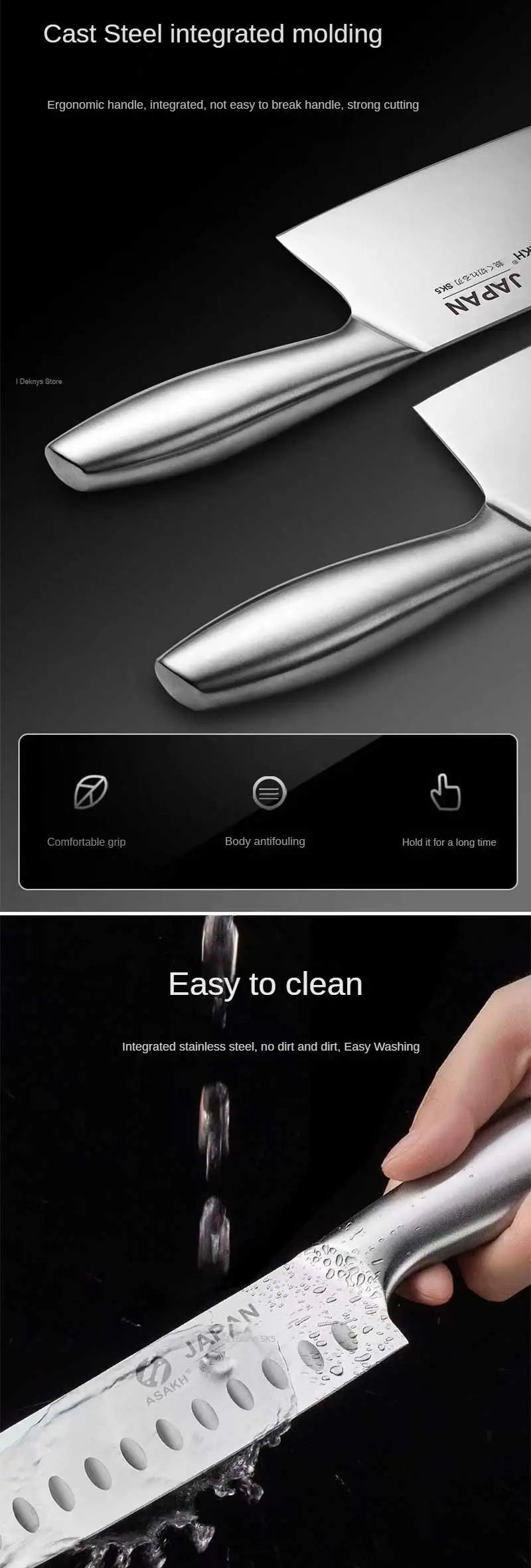 Japanese Kitchen Chef Knife Meat Fish Slicing Vegetable Cutter Stainless Steel Cleaver