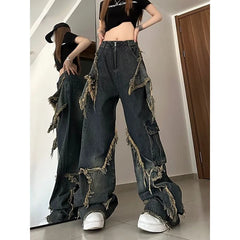 Fashionable Design Wide Leg Jeans Women Casual Trousers Plus Size Baggy Jeans