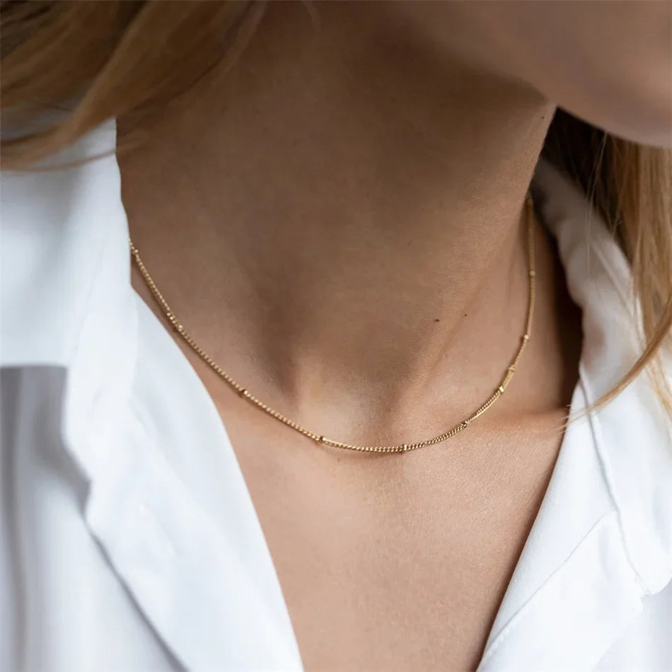 eManco Gold Color Stainless Steel  Chain Choker Necklace Women Chain Necklace Sets for Women gift