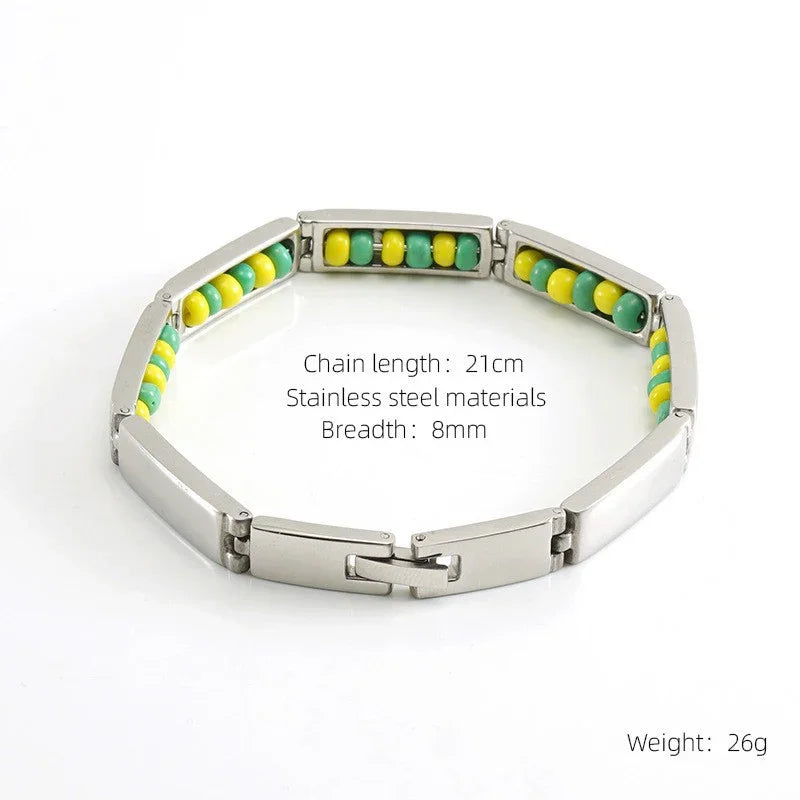 High Quality Titanium Steel Beaded Hand Bracelet Waterproof Bracelet Stainless Steel Jewelry Woman 2024 Bijoux Aciee Inoxydable