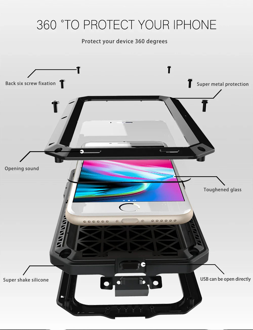 Heavy Duty Protection Armor Metal Phone Case for iPhone 17 16 15 14 13 12 11 Pro XS MAX SE XR X 6 7 Aluminum Shockproof Cover