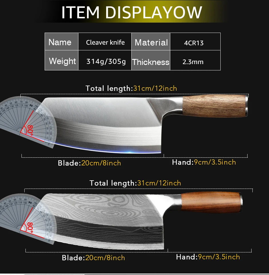 Kitchen Knife Cleaver Chef Knife Stainless Steel Razor Sharp Slicing Chopping Meat