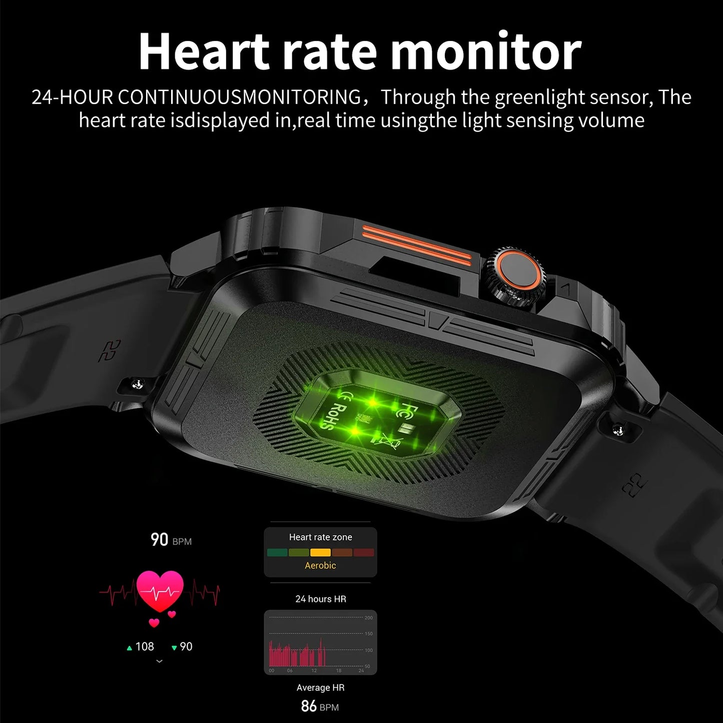 Military Men Smart Watch Health Monitor Wireless Call Smartwatch Fitness IP68 Waterproof Sports Watches for Women Android 2025