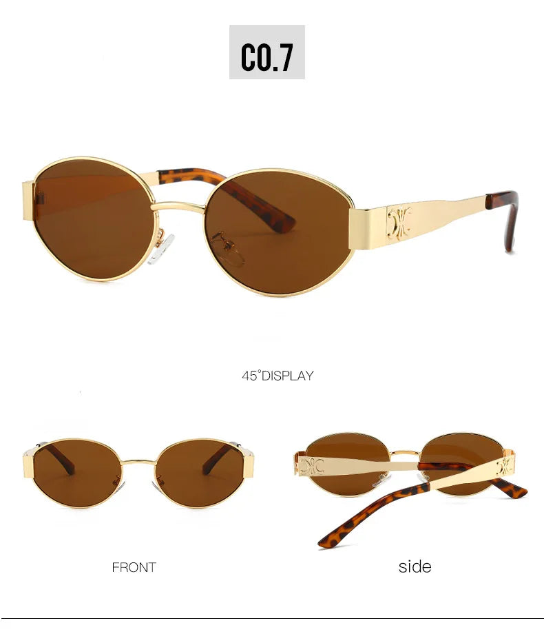 New Oval Frame Fashionable Sunglasses Metal Frame Personalized Sunglasses Ins Trendy Sunglasses For Friend Gifts