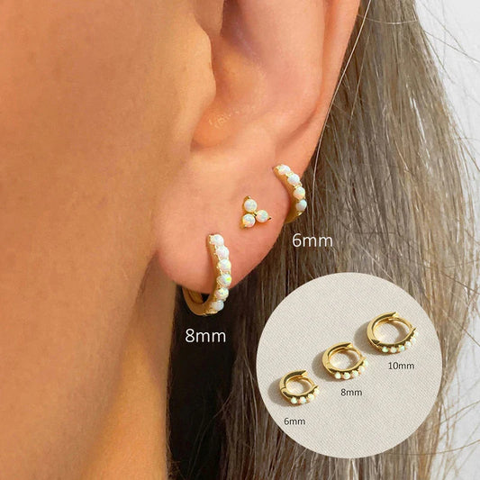 ROXI 6/8/10mm Size Opal Round Hoop Earrings For Women 925 Sterling Silver Circle Earrings Jewelry Bohemia Pendiente Plata 1piece