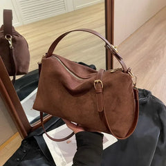 Zipper Solid Color High Capacity PU Shoulder Bags for Women