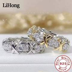 Luxury 925 Sterling Silver Ring Interlaced With Aaa Zircon Crystal Ring For A Woman'S