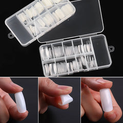 PinPai 100pcs Long Almond Coffin French Fake Nails Half Full Cover Nail Art Extension Tips Claw False Nail Artificial Tips