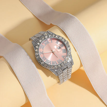 New foreign trade explosive diamond-studded Roman fashion with calendar women's watch women's watch women's models