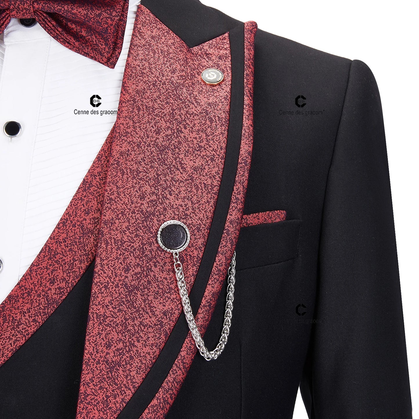 Tuxedo for Mens: Elegant Suits for Men Black and Red Tuxedo Jacket Vest Pants