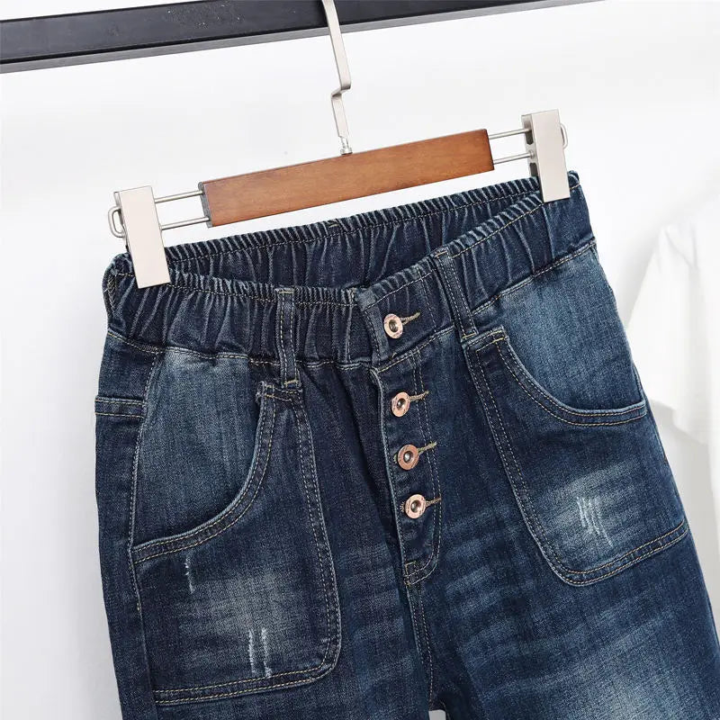 5XL High Waist Jeans Women Vintage Plus Size Jeans Femme Harem Pants