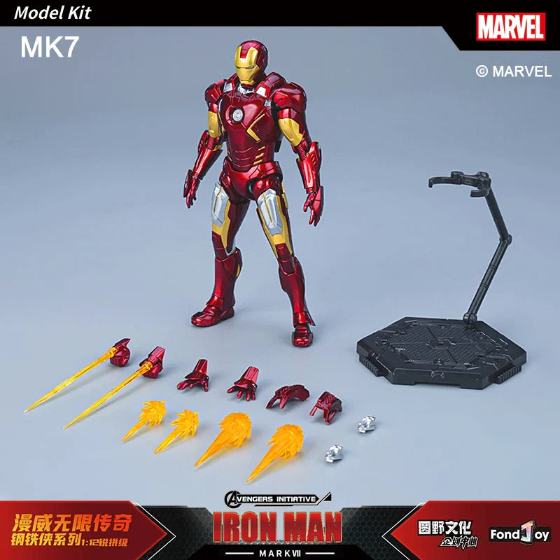 NEW Original Fondjoy Anime Figure Iron Man MK4 Model Kit 1/12 Infinity Saga Ironman Mark 4 Assembly ABS Joint Movable Kid Toys