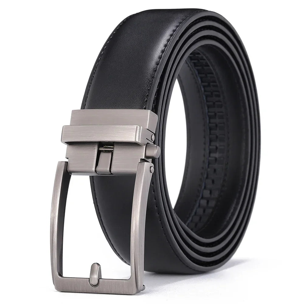 Unisex Click Belts for Men Luxury Brand Designer Fashion Automatic Buckle Genuine Leather Men's Belt Male Jeans Waist Strap Blue