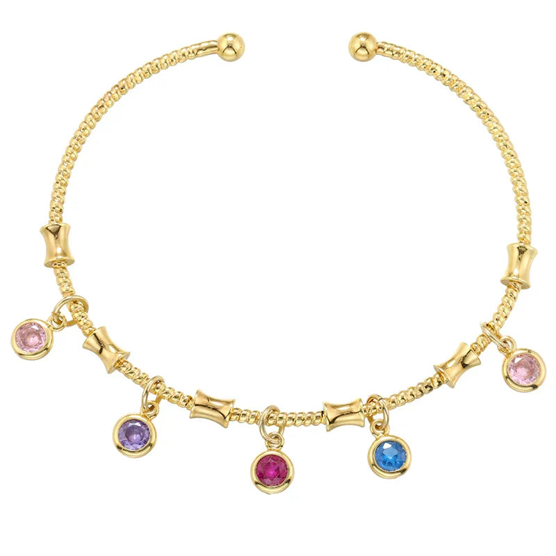 ZHUKOU candy charms bracelet for women Gold color romantic round charms bangles lady birthday gifts Man bracelet Jewelry VL338