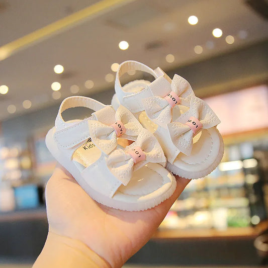 Summer Korean Style Baby Sandals Kawaii Bowtie Girls Toddler Shoes Soft Sole Antislip Infant Baby 1 Year Shoes First Walkers