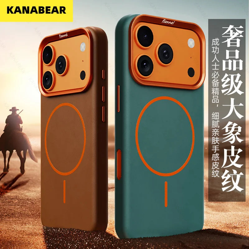 For iPhone 17 Promax Elephant Leather Texture, Minimalist & Premium Feel, Magnetic, Unique Design, Full-Coverage & Shockproof