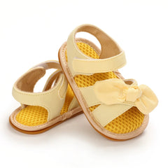 Cute Summer Sandals Yellow Princess Bow Decoration Casual Soft Rubber Sole