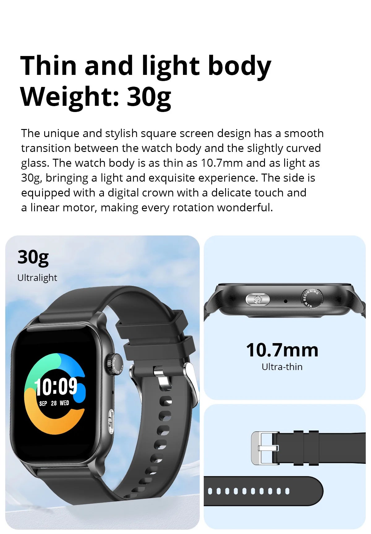 2024 COLMI P78 1.95'' HD AMOLED Smartwatch Flashlight Voice Calling 100+ Sports Modes Health Monitoring Smart Watch Men Women