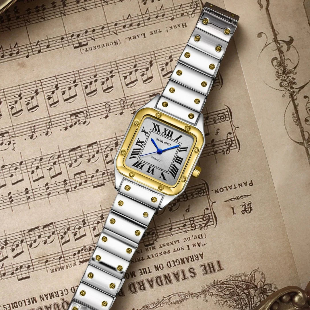 Square Women Watches Ladies Quartz Watch Female Wristwatch Stainless Steel Bamboo Strap Casual Lady Clock Watch Relogio Feminino