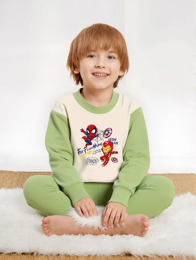 Spring Autumn Children's Clothing Sets Boys Sleepwear Clothes Kids Anime Spiderman Pajamas Set Soft Dralon Iron Man Pijamas New