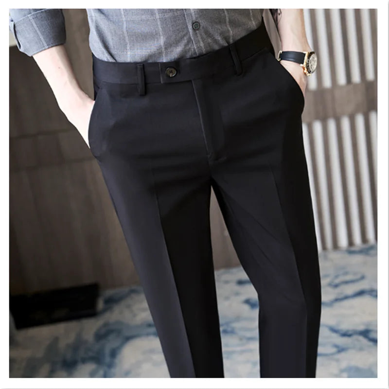 Leisure Pants Men's Business Crop Drop Long Pants Korean Version Slim Fit