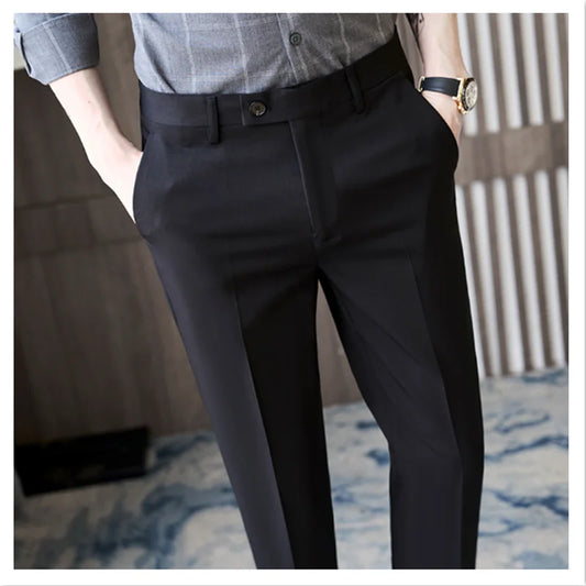 Leisure Pants Men's Business Crop Drop Long Pants Korean Version Slim Fit
