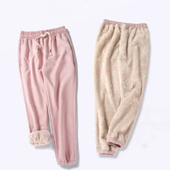 Winter Thicken Straight Pants Women Casual Fleece Sweatpants Warm Thick