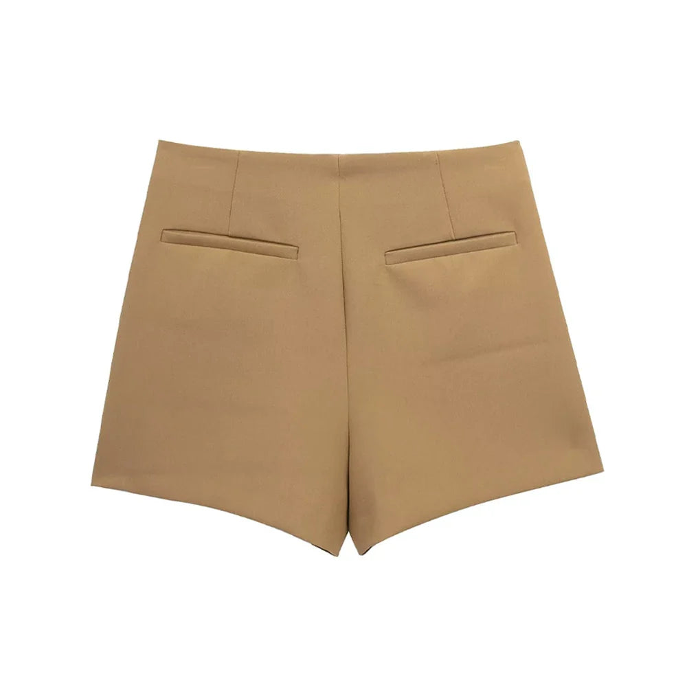 Women Fashion Pareo Style Asymmetric Shorts Skirts Vintage High Waist Side Zipper Female Skort Mujer