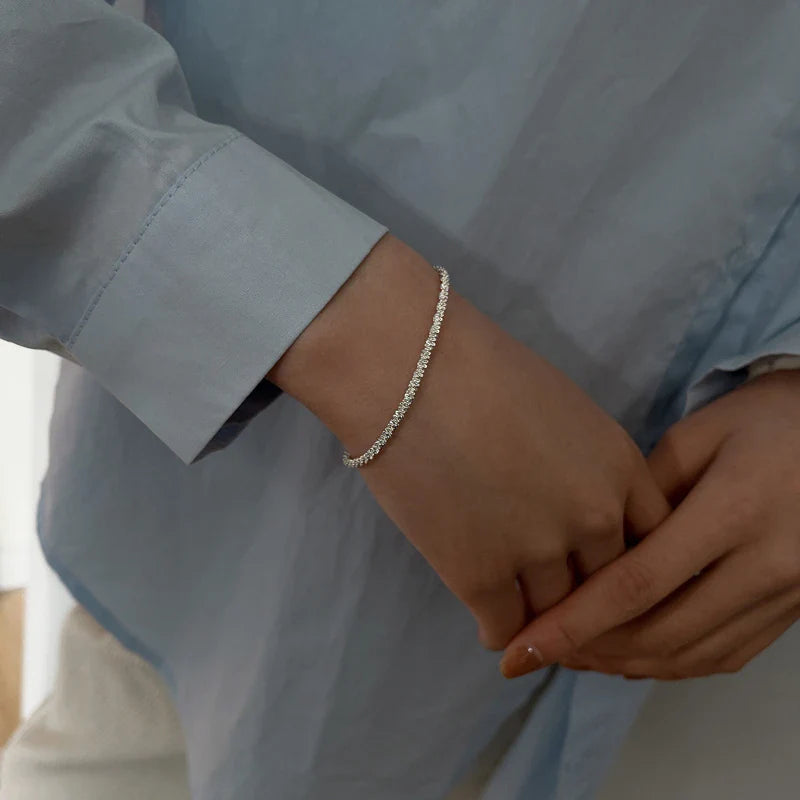 New Silver Colour Sparkling Gypsophila Adjustable Bracelet & Bangle for Women Fine Fashion Jewelry Wedding Party Gift