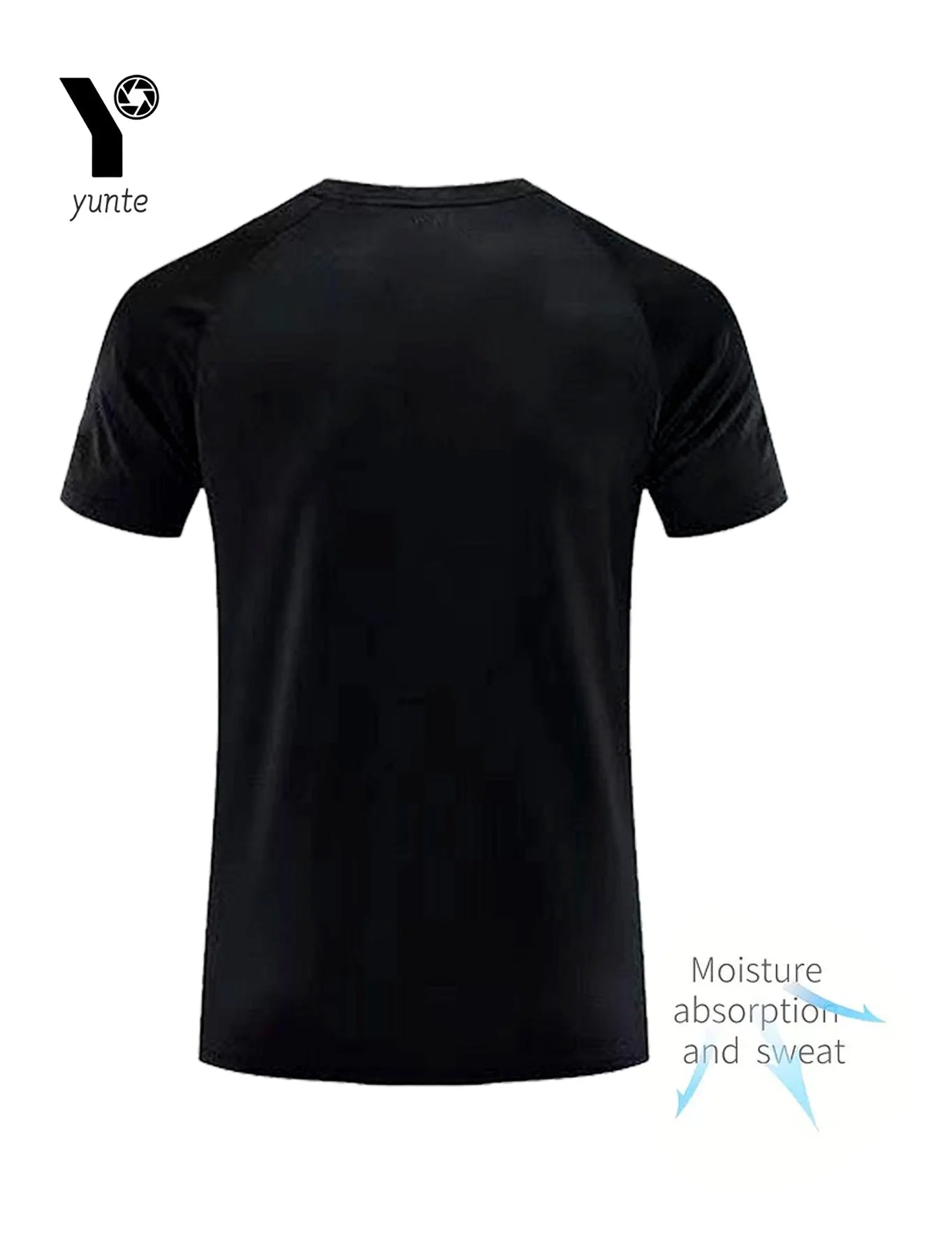 Round Neck T-Shirt 1 Piece Black Ultra-Light Men's Quick Drying Breathable Sweat-Absorbent Shirt Suitable for Fitness Gym and Ru