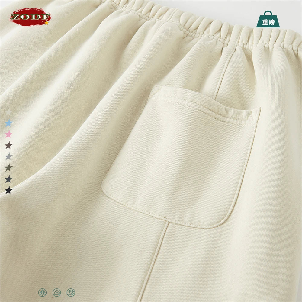 Autumn Winter Men's Washed Sweatpants Retro Unisex Loose 355gsm