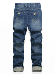 Men's Stylish Royal Blue Ripped Jeans