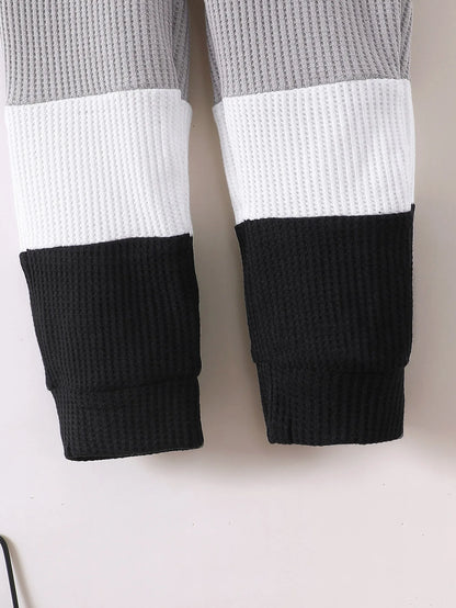 2PCS Kids Boy Clothing Set Fashion Color Block Long Sleeve Top+Pants Spring&Autumn Handsome Sports Outfit for Children 1-6 Years