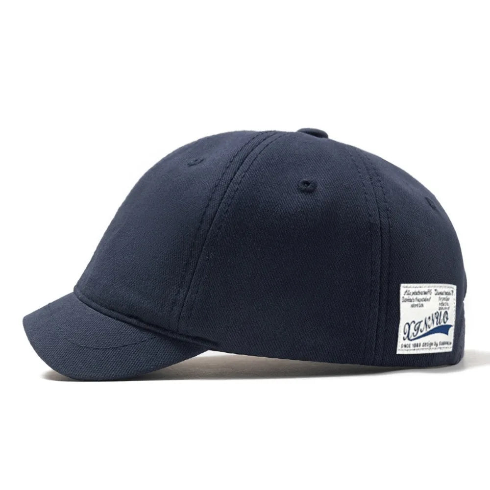 Trucker Style Short Brim Baseball Cap Adjustable Cotton Sunscreen Hat Nylon Fastener Tape Dad Hat Men Women