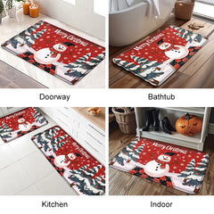 Christmas Kitchen Floor Mat Party Decoration Hallway Entrance Doormat Washable