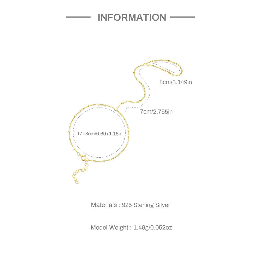 CANNER 925 Sterling Silver Flower Clover CZ Finger Ring Chain Bracelet For Women Ins Hand Chain Horse Eye Jewelry Party Gift