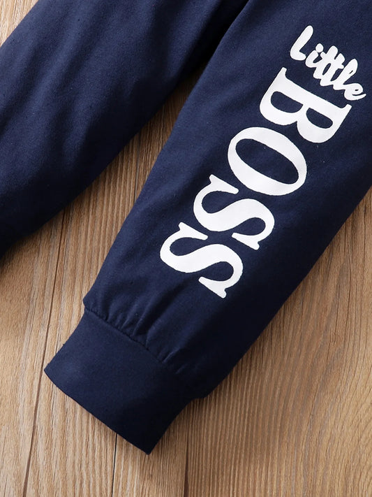 0-24 Months Newborn Baby Boy 2PCS Clothes Set Letter Print Long Sleeve Hoodie Romper+Pants Toddler Boy Cute Spring&Autumn Outfit