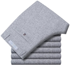 Summer Linen Business Casual Pants For Men Big Size Male Formal Classic Breathable