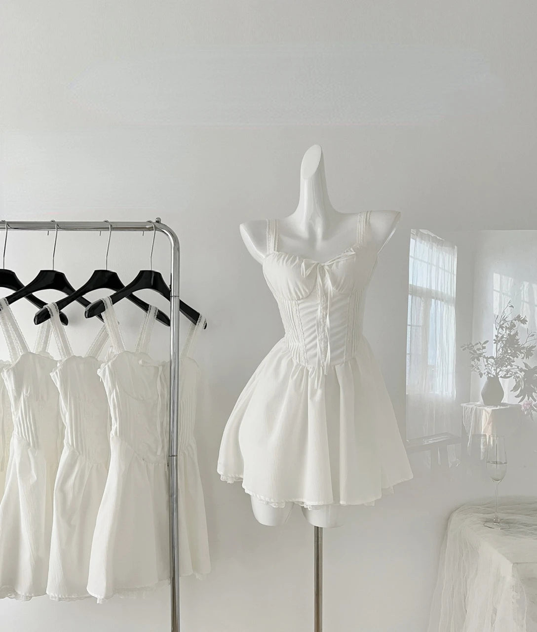 White Strap Dress Women Casual Elegant Y2k Mini Dress Even Party Clothing Korean Fashion One Piece Dress 2024 Summer Chic